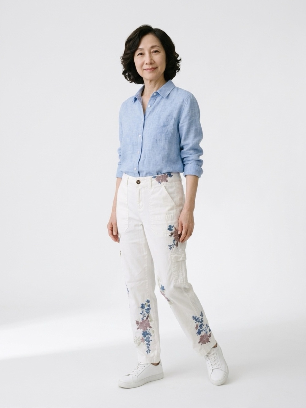 Sundance Bloom Embroidered Floral Cream Cargo Pants Sz 8